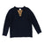 Contrast placket Sweater- Navy/Camel