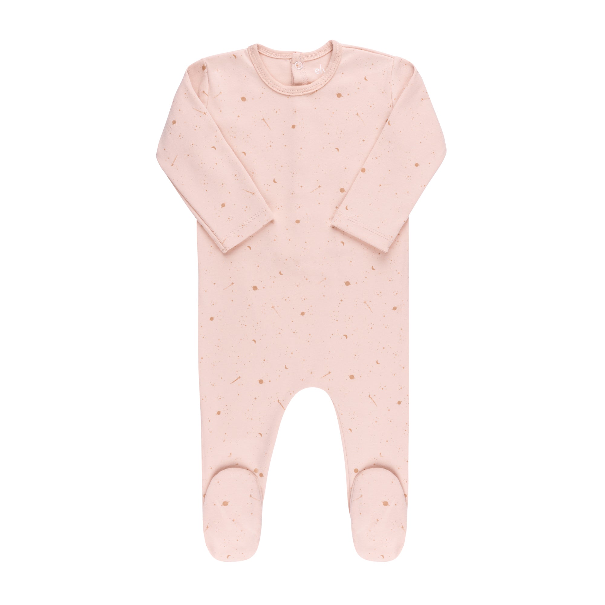 Ely’s & Co Brushed Cotton Celestial Footie- Pink