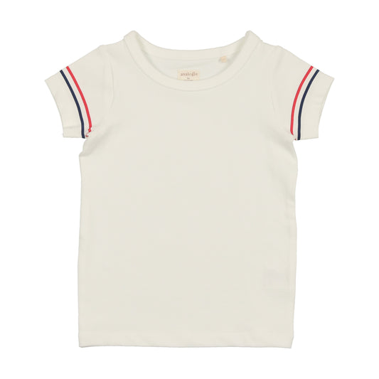 Short Sleeve Tee White With Stripes