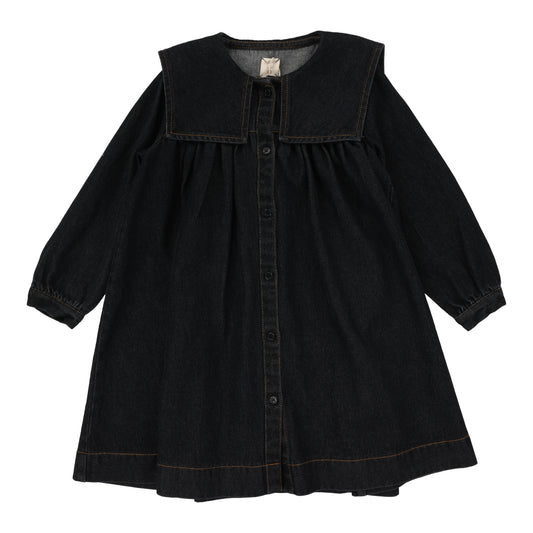Pleated Sailor Dress  Black Denim