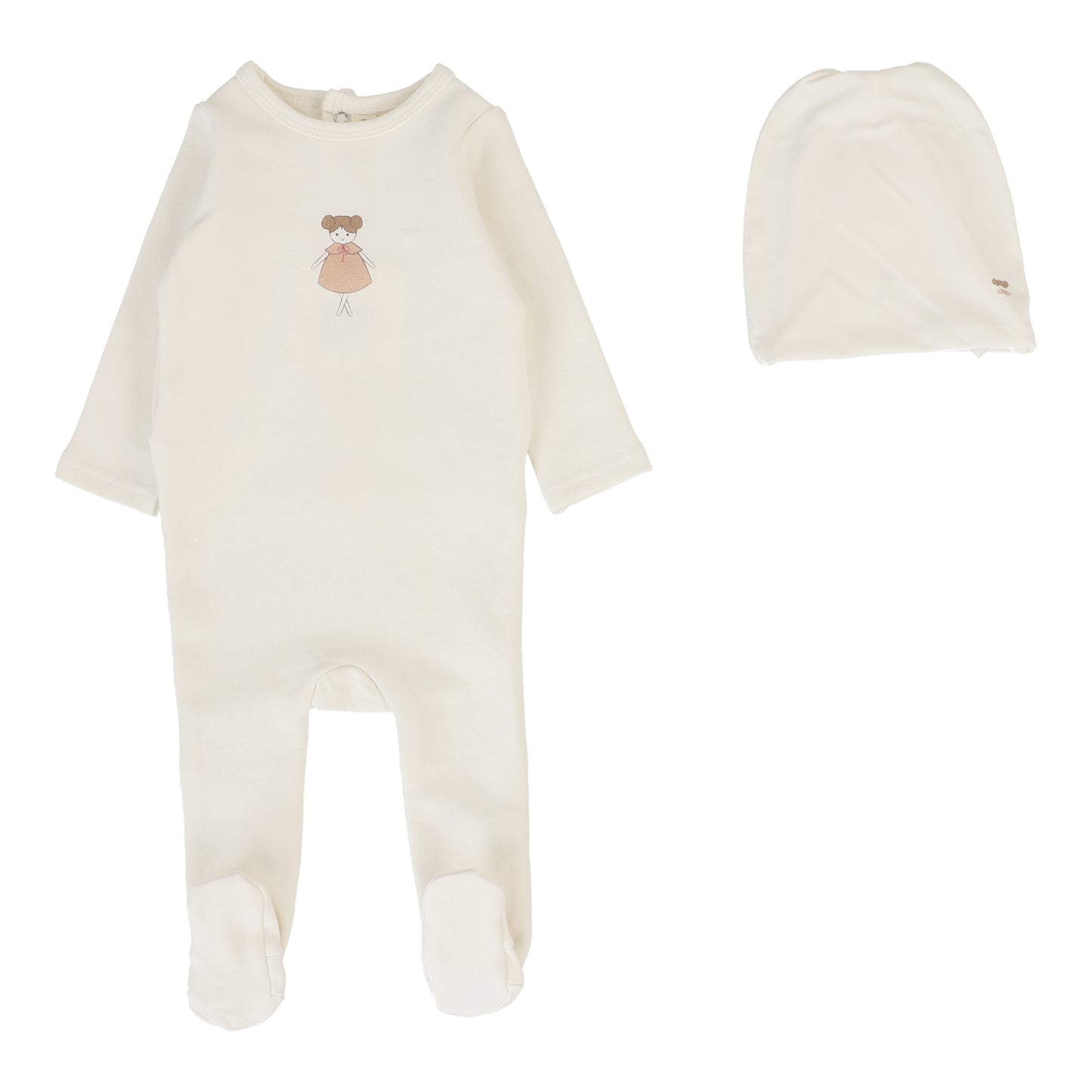 Graphic Footie Set  Cream/Doll