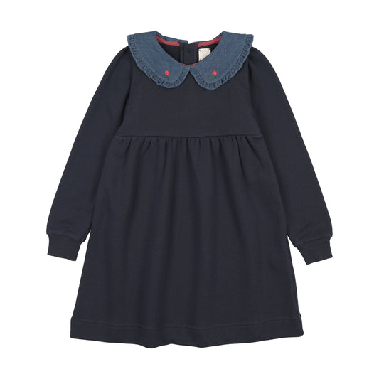 SWT CMPGN DNM COLLAR SWEATSHIRT DRESS- NAVY