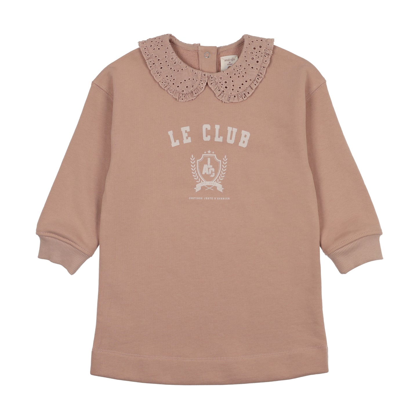 VARSITY CREST SWEATSHIRT DRESS- BUD PINK