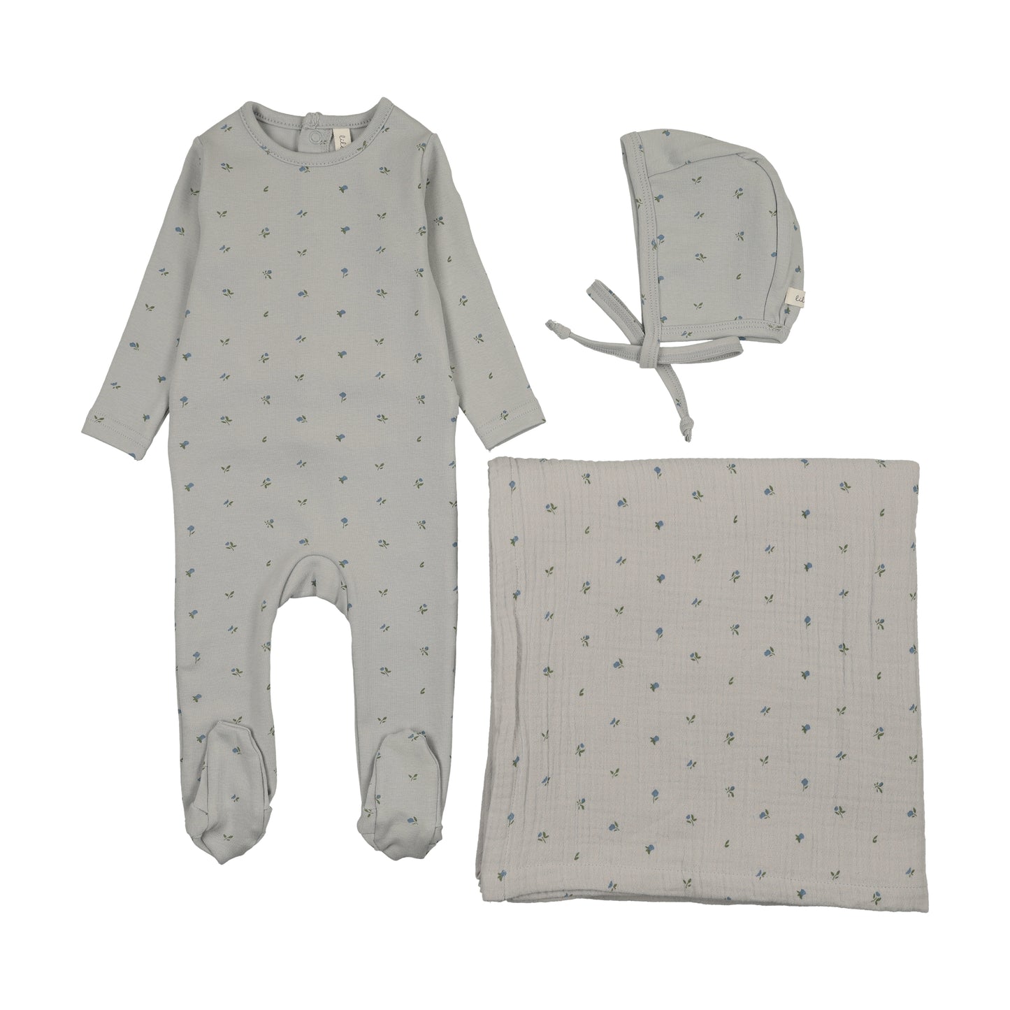 BITSY FLORAL LAYETTE SET- PALE BLUE
