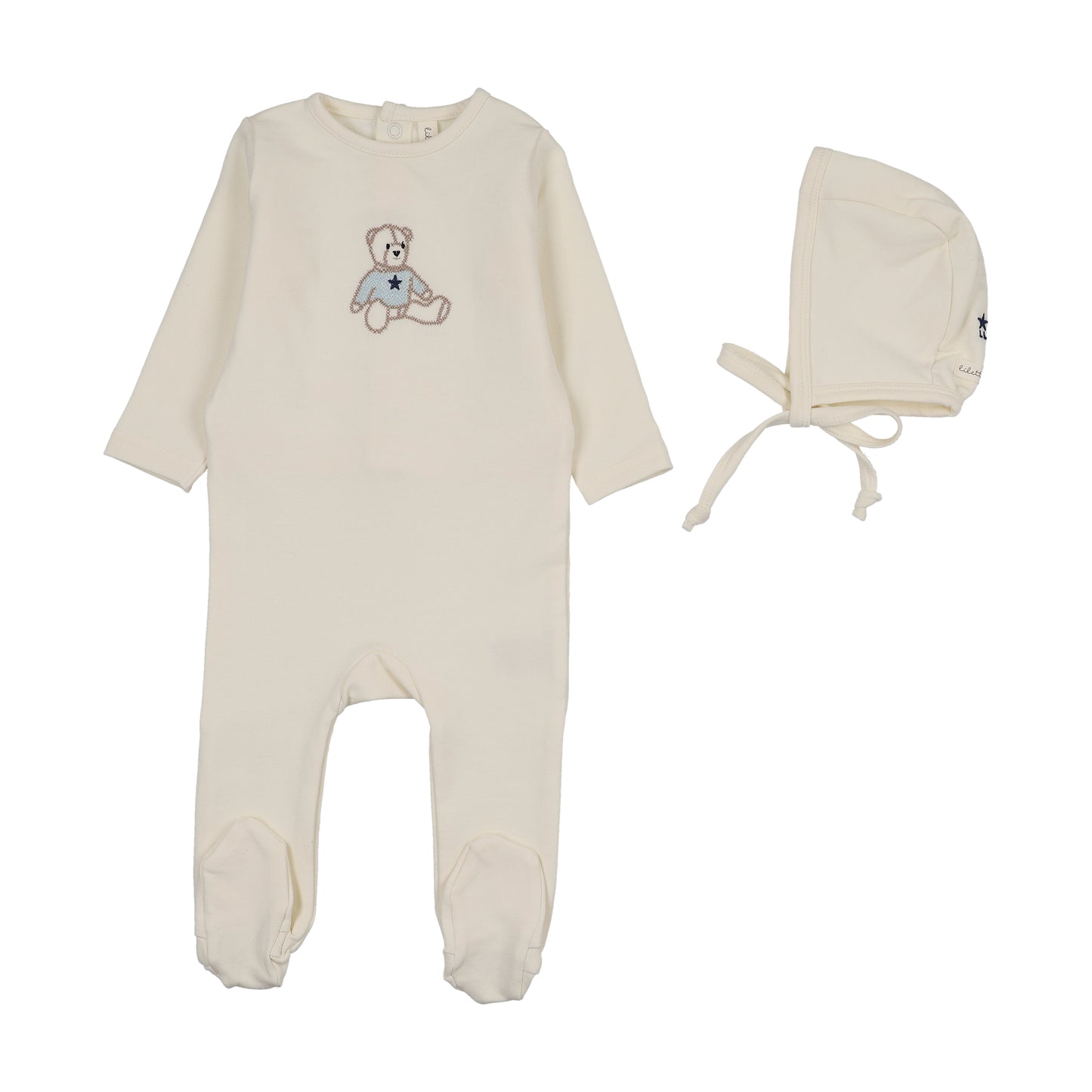 SWEET BEAR FOOTIE SET- BLUE