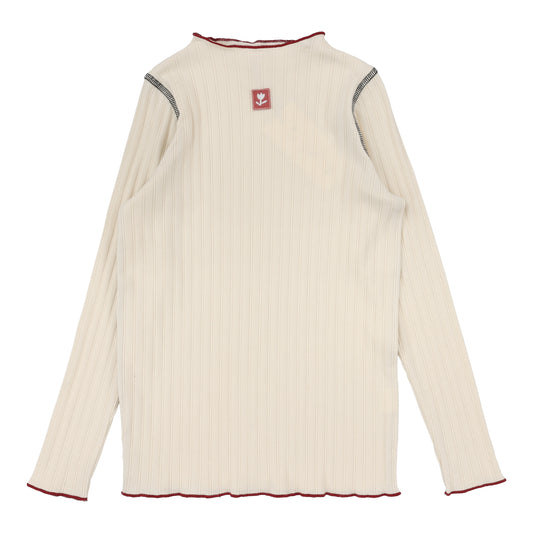 Contrast Funnel Neck  Ecru