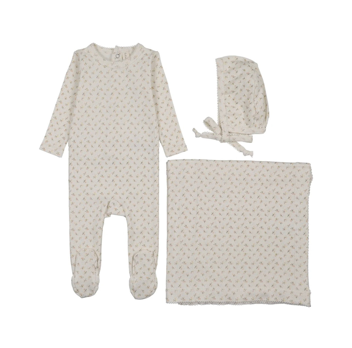 CHERRY BLOSSOM LAYETTE SET- CREAM/PINK