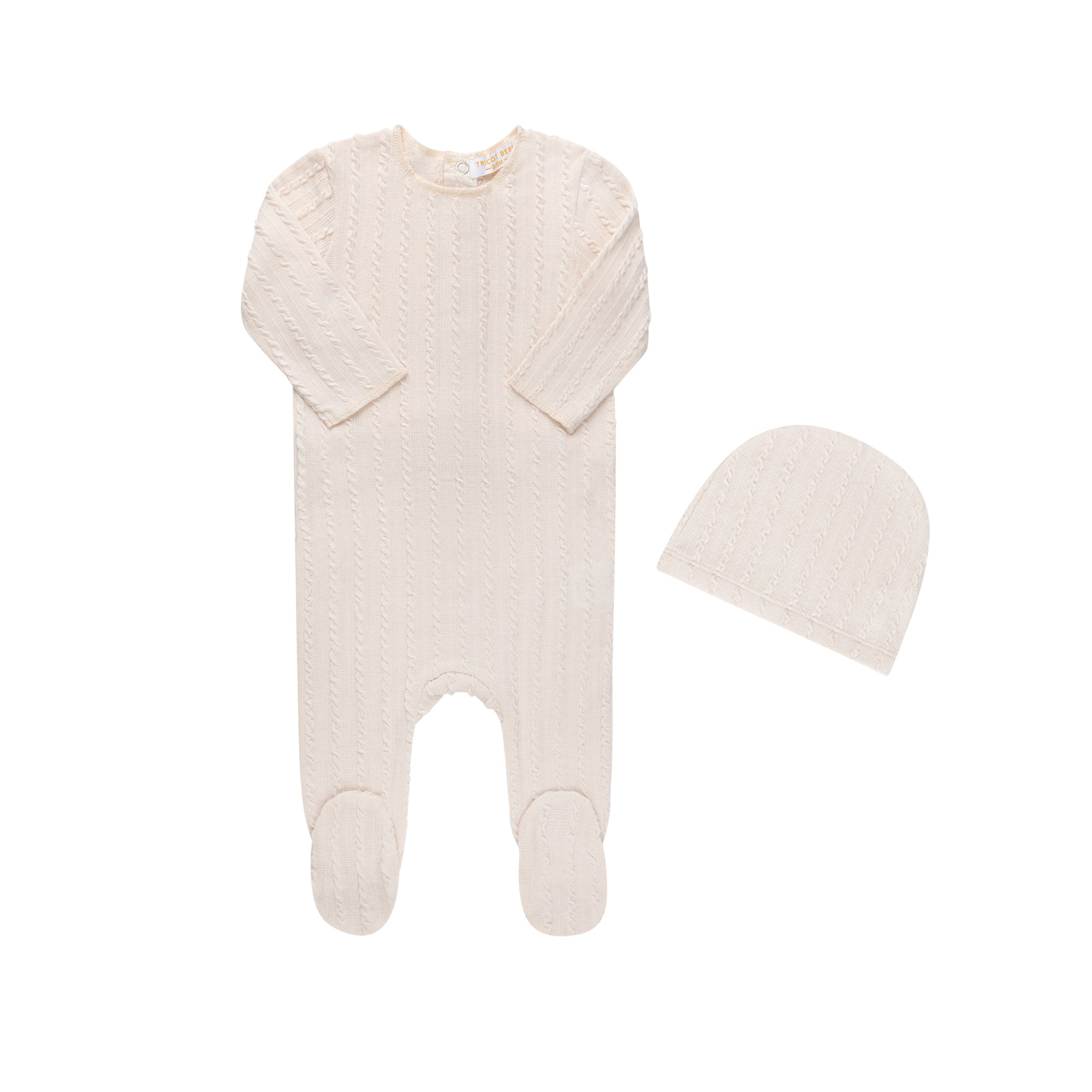 Tricot Bebe Cable Footie With Beanie