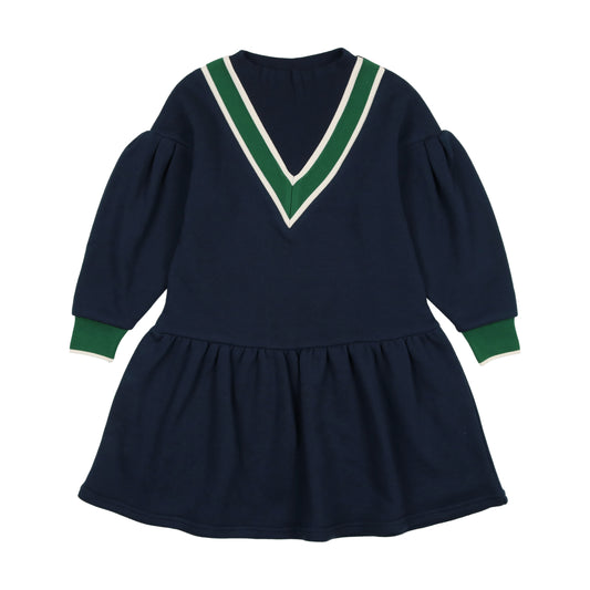 Varsity Sweatshirts Dress- Navy