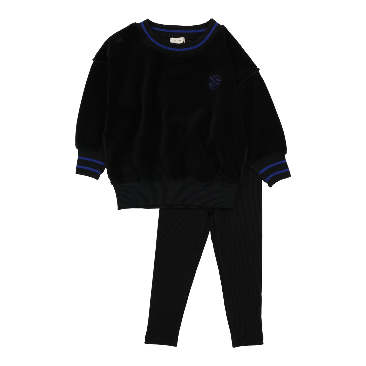 Boys Velour Sweatshirt Set  Black