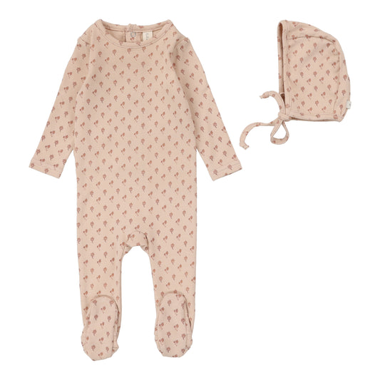 Ballard Print Footie Set  Dusty Pink