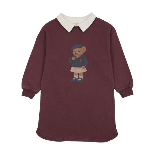 DOLL SWEATSHIRT DRESS- WASHED BURGUNDY