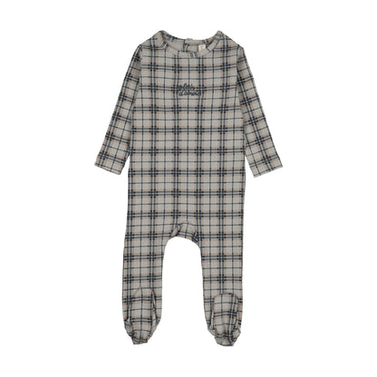 TARTAN PRINT FOOTIE SET- PALE BLUE