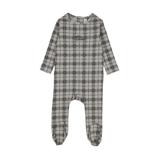 TARTAN PRINT FOOTIE SET- PALE BLUE