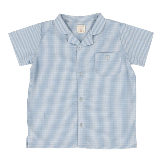 Windowpane Collar Shirts- Light Blue