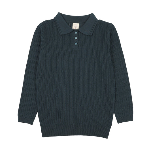 BOYS KNIT POLO- DEEP TEAL