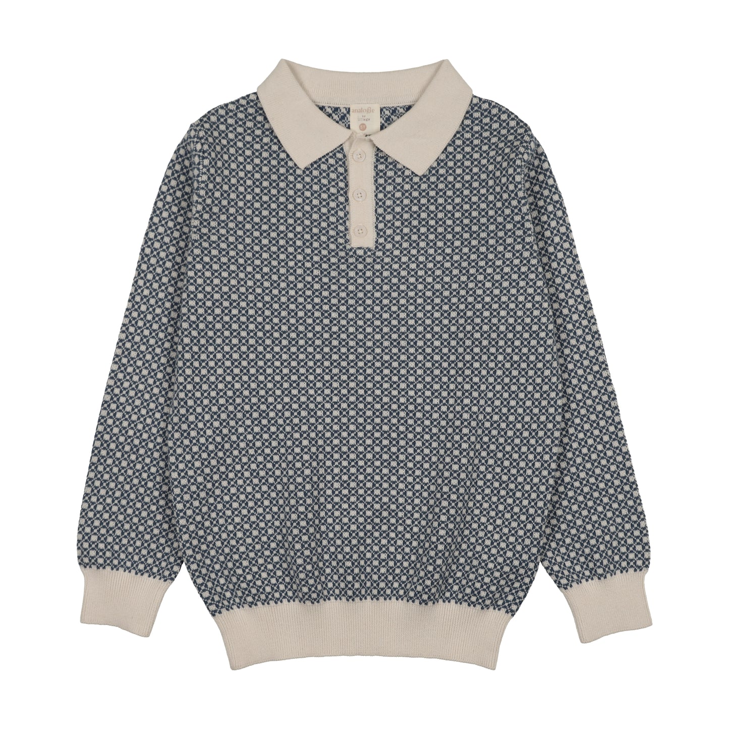 HEIRLOOM KNITS BOYS COLLARED SWEATER- BLUE CREAM