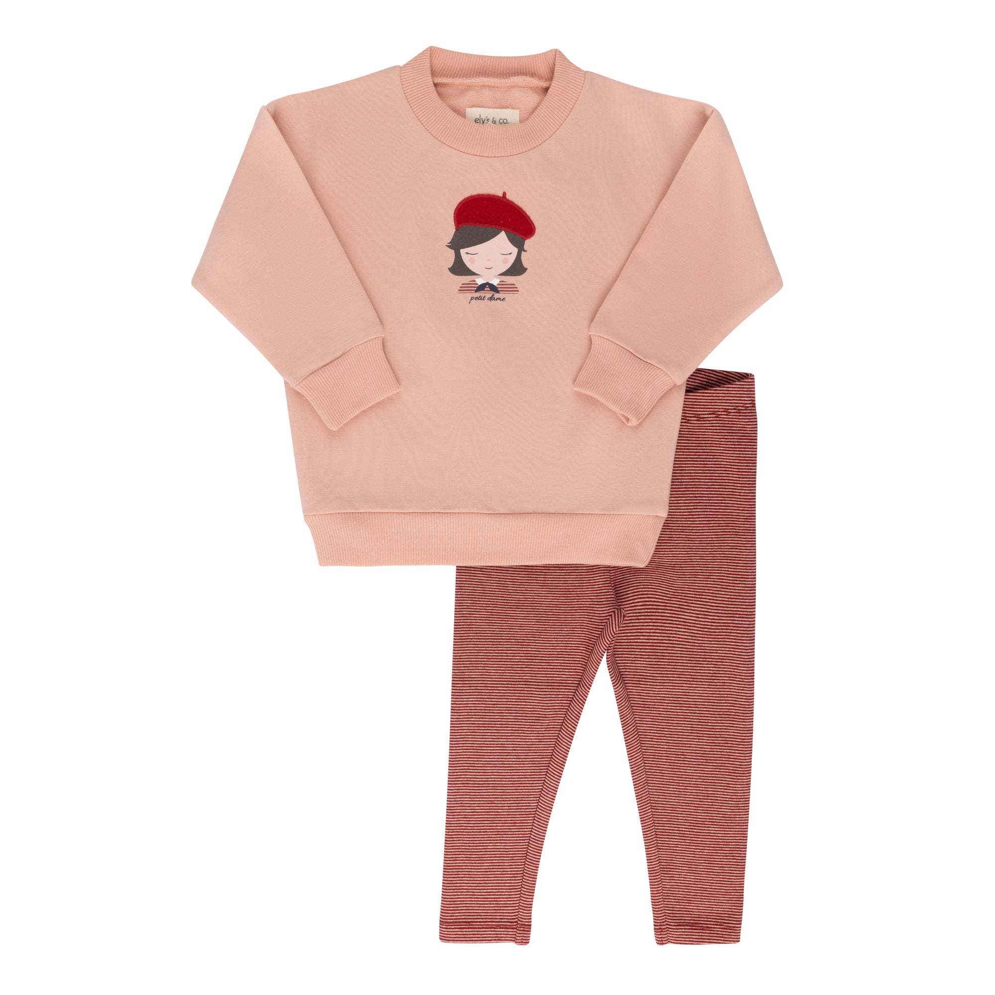 Elys and Co Organic French Terry French Girl Set- Pink