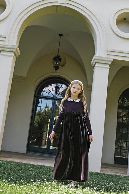 Embroidered Collar Maxi- Eggplant