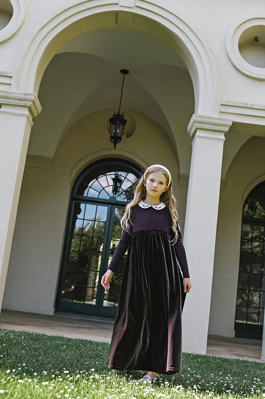 Embroidered Collar Maxi- Eggplant