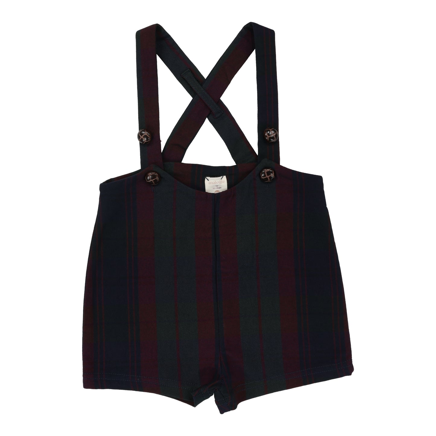 Plaid Suspender Shorts- Burgundy