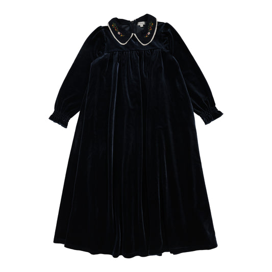 Velour Collar Maxi- Navy