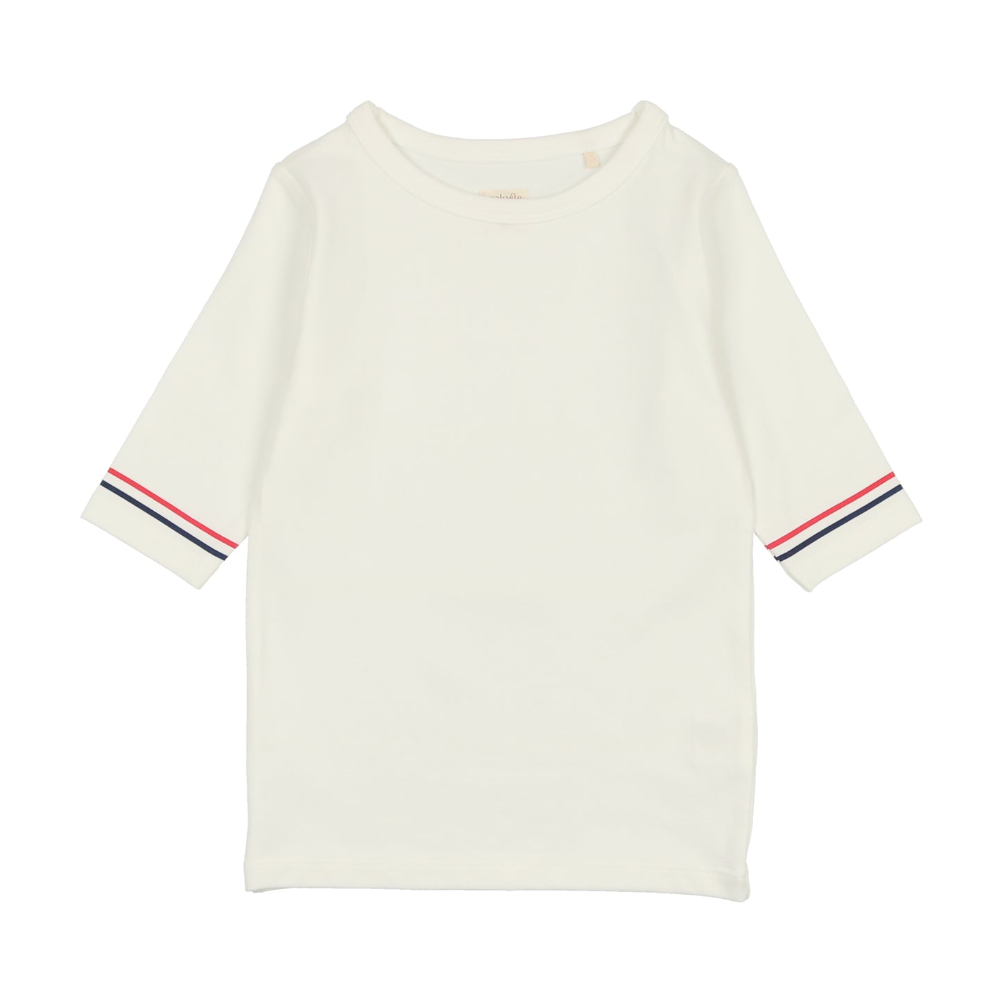 Three Quarter Sleeve Tee White With Stripes