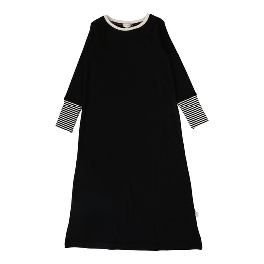 Striped Cuff Night Gown  Black/Cream