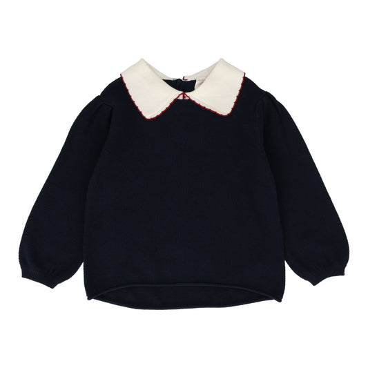 Girls Knit Top- Navy