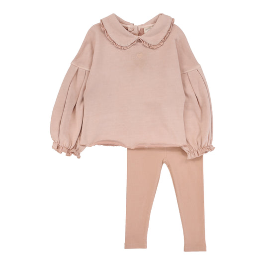 Wash Girls Sweatshirt Set  Dusty Pink