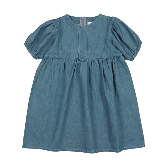 Denim Tencil Panel Short Sleeve Dress