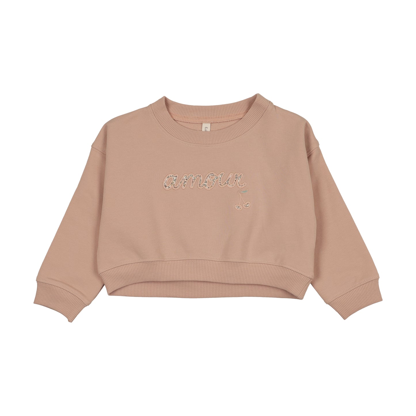 CROPPED BABY SWEATSHIRT-FLORAL- PINK