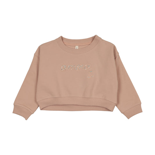 CROPPED BABY SWEATSHIRT-FLORAL- PINK
