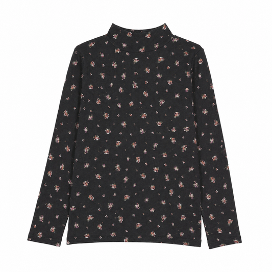 PRINTED MOCKNECK- BLACK PRINT