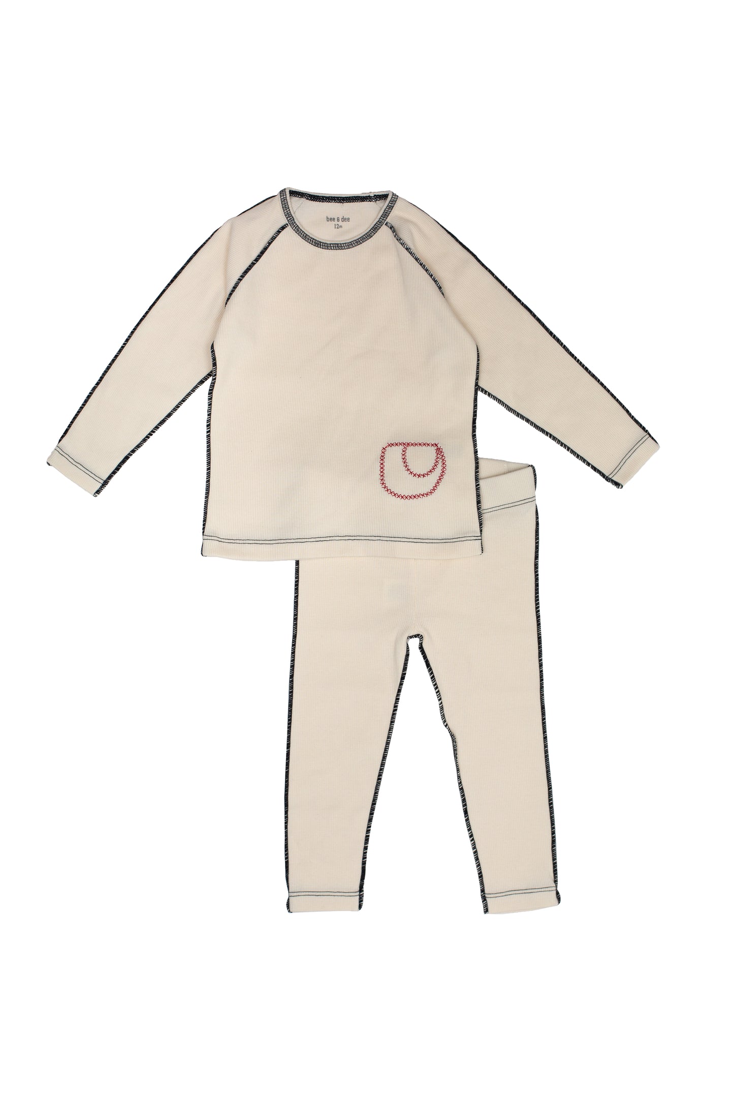 Contrast Ribbed Loungewear- Cream