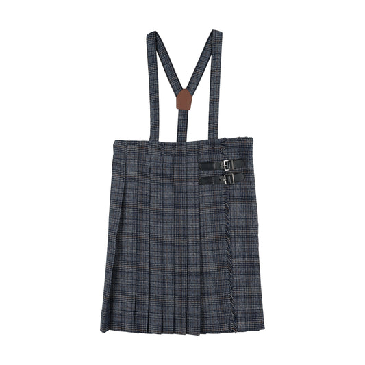 KILT SUSPENDER SKIRT- MULTI PLAID