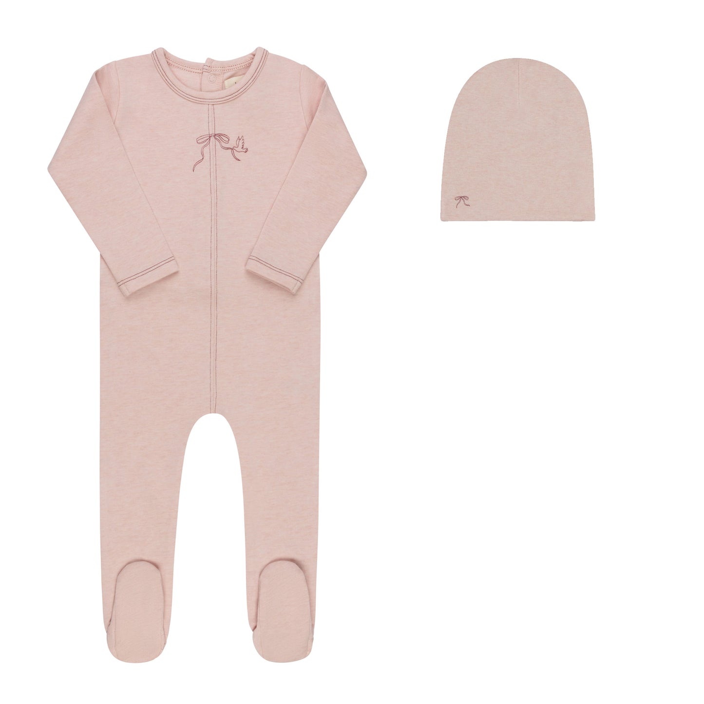 Bird Seam Footie-Pink