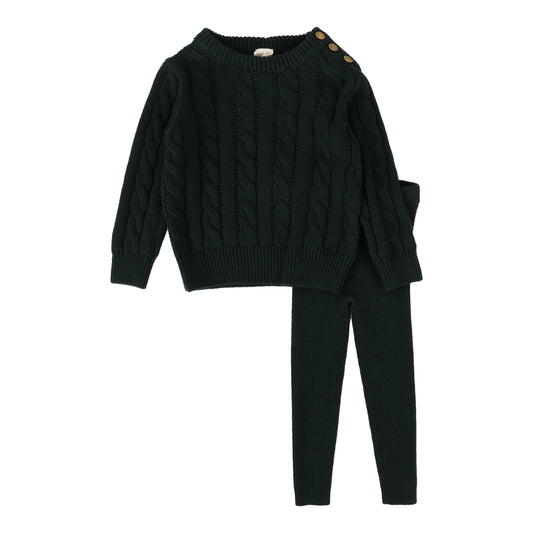 Cable Knit Set  Hunter Green