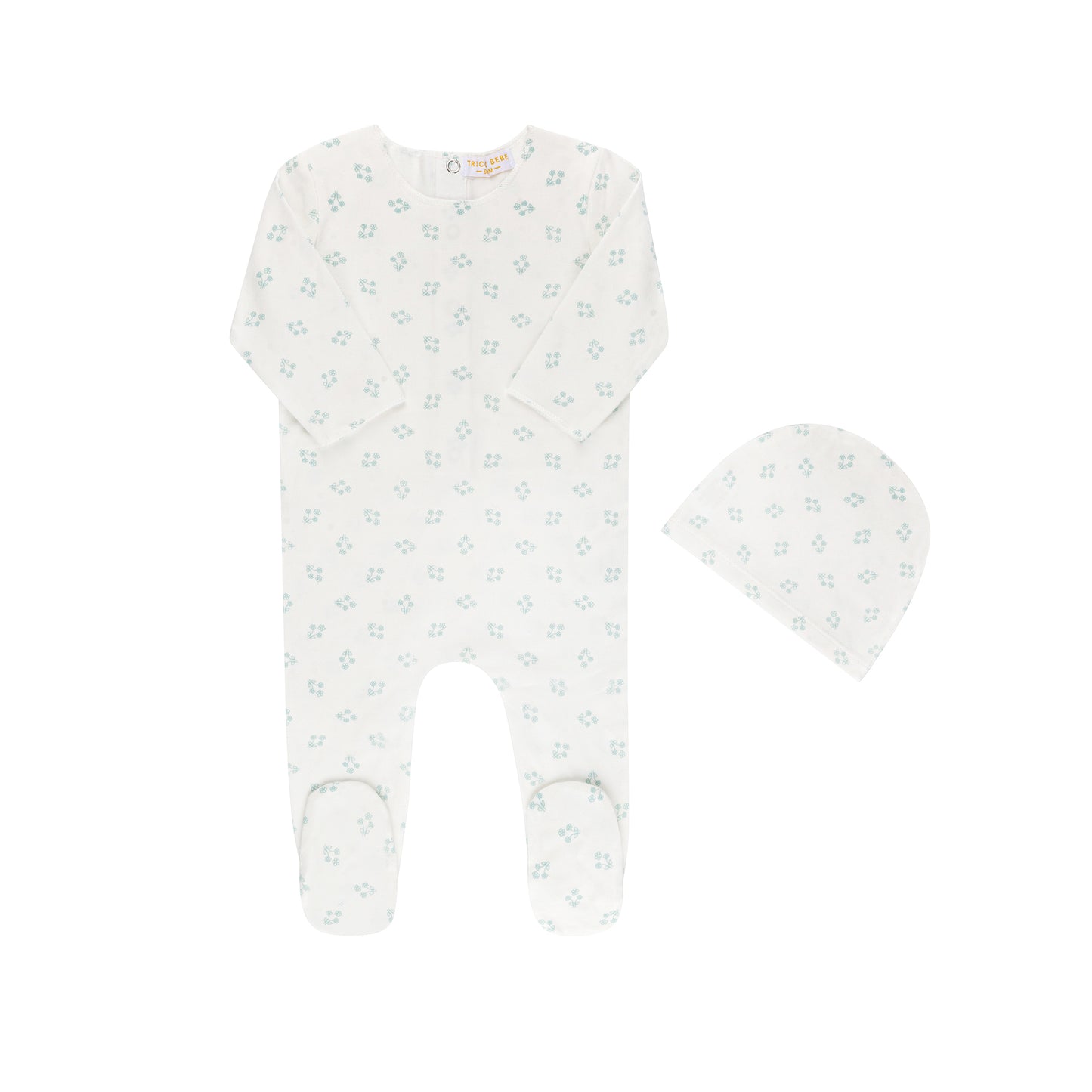 Tricot Bebe Ditsy Print Footie With Beanie