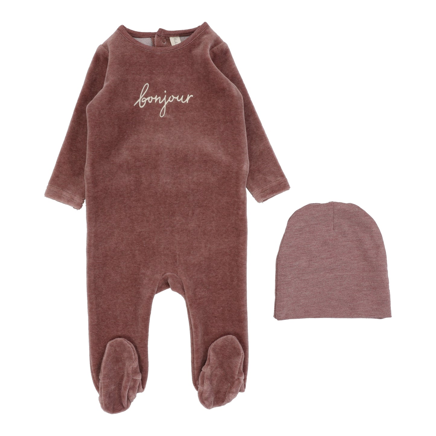 Velour Bonjour Footie - Heathered Mulberry