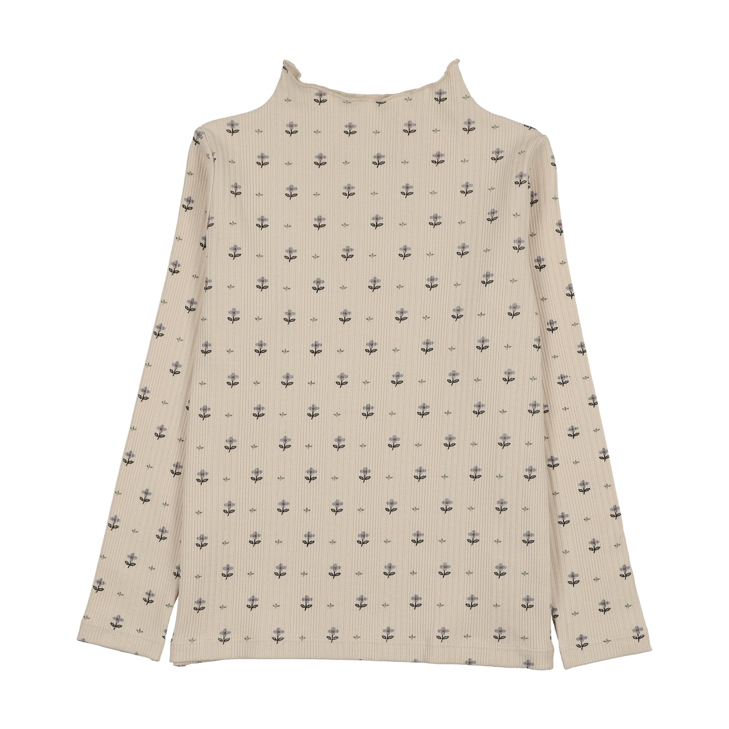 GRID FLORAL FUNNEL NECK- CREAM PRINT