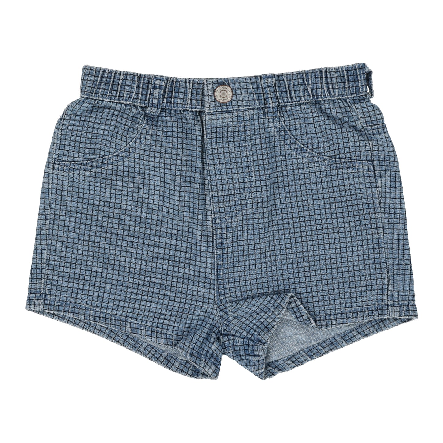 Checked Denim Shorts