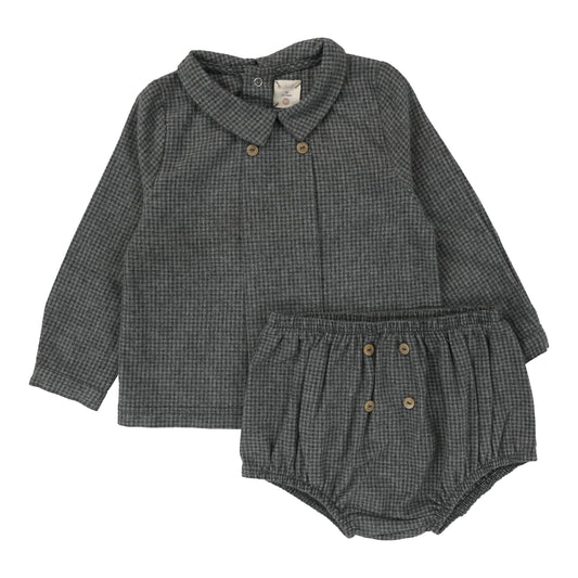 Toddler Boys Set- Grey Houndstooth