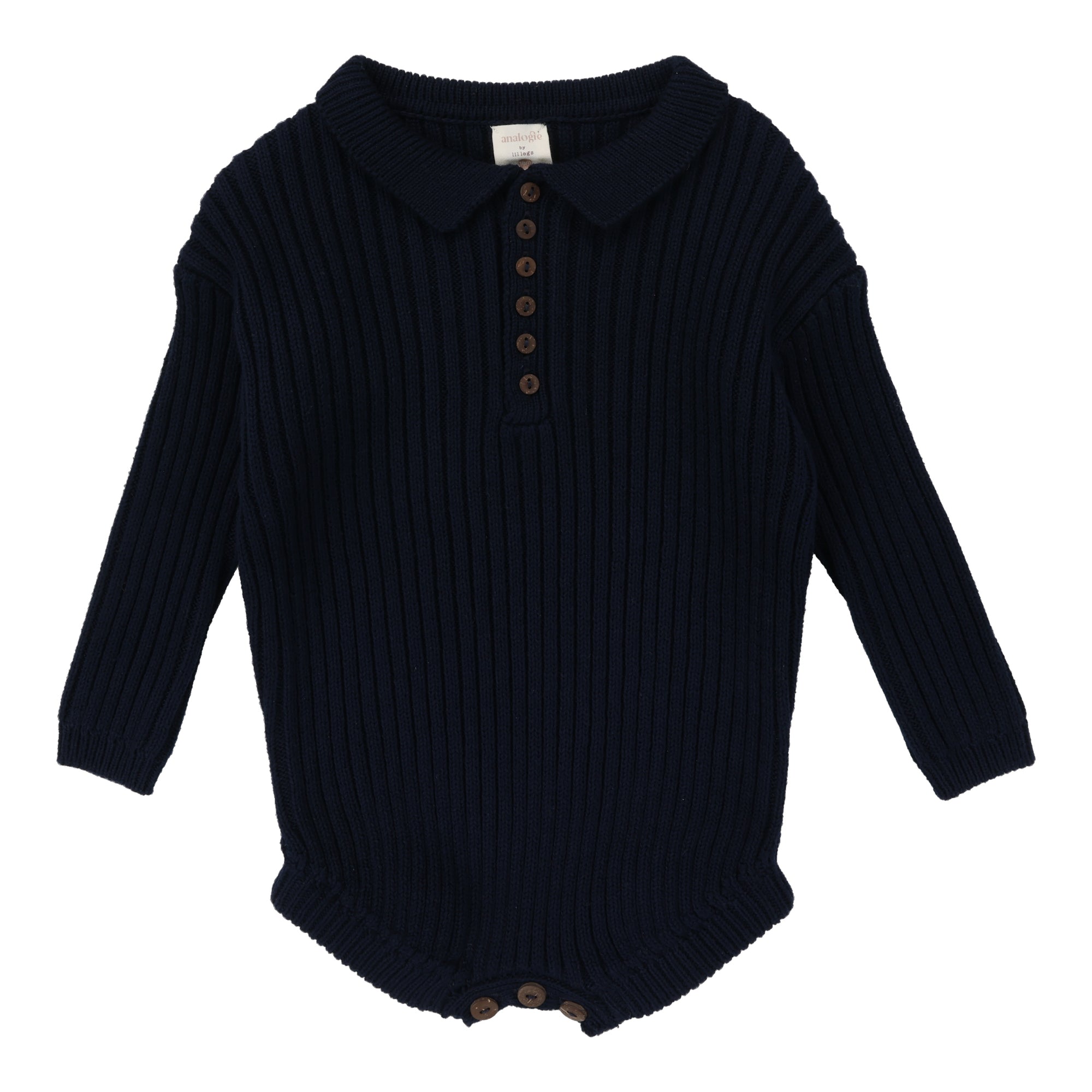 Boys Knit Romper- Navy