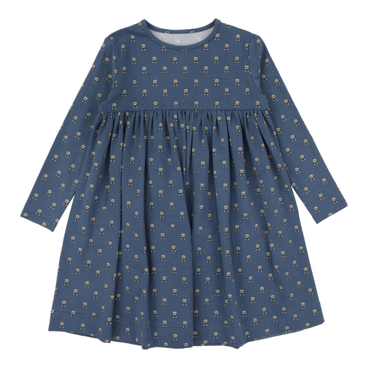 Vintage Floral Dress  Off Blue