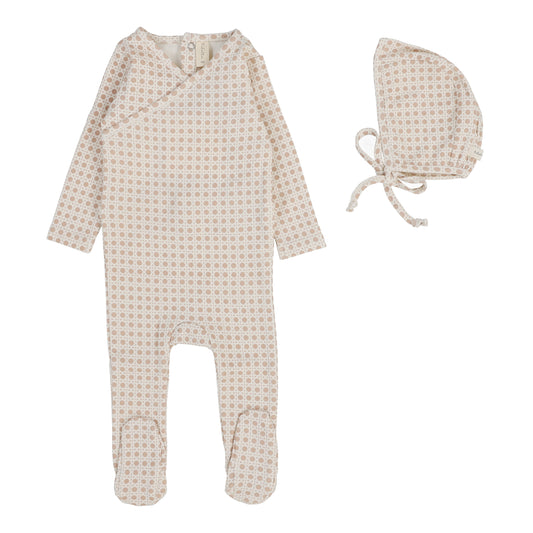 Woven Print Footie Set  Dusty Pink