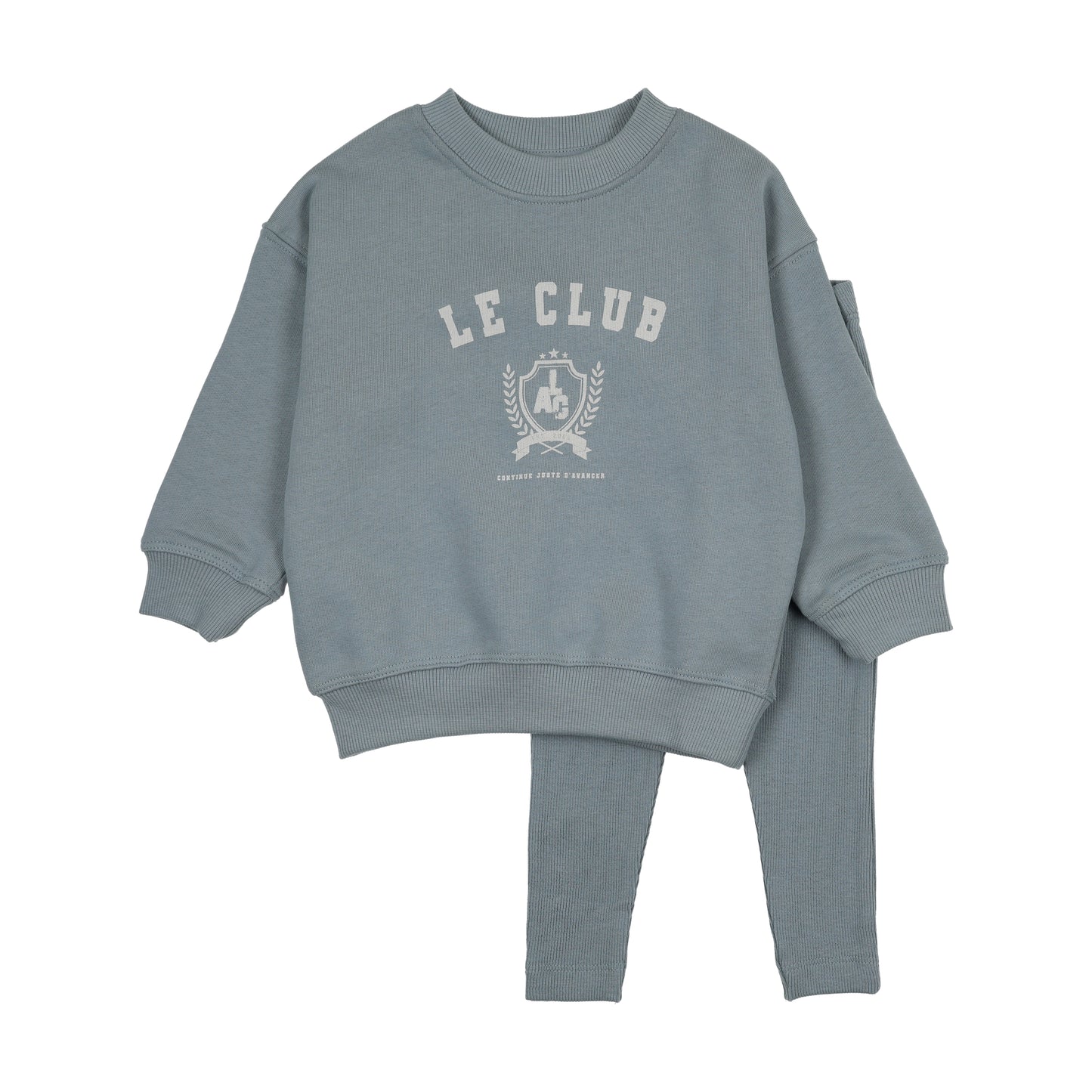 VARSITY CREST BOY SWEATSHIRT SET- MISTY BLUE
