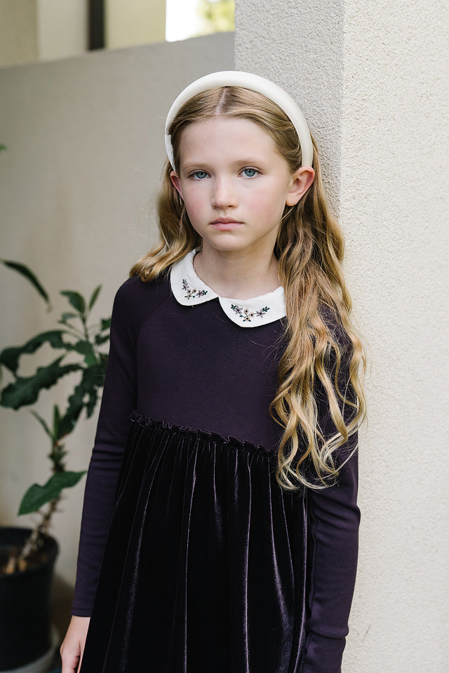 Embroidered Collar Maxi- Eggplant