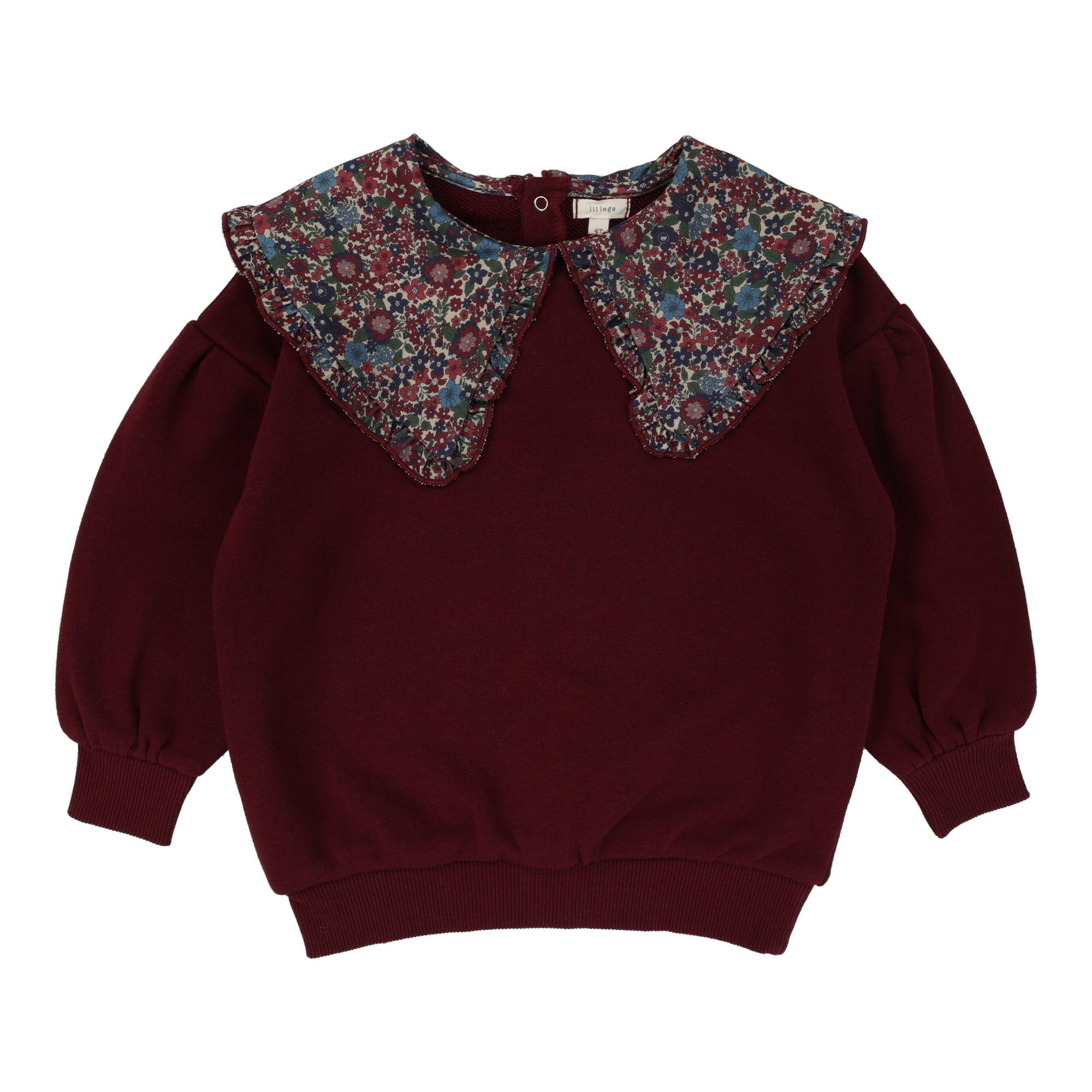 Floral Collar Sweatshirt- Burundy