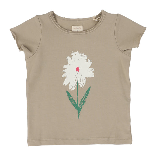 Flower Tee Short Sleeves- Taupe